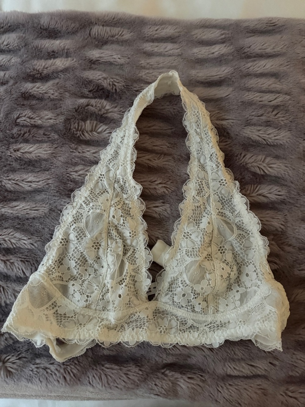 Free People Ivory Lace Halter Bralette